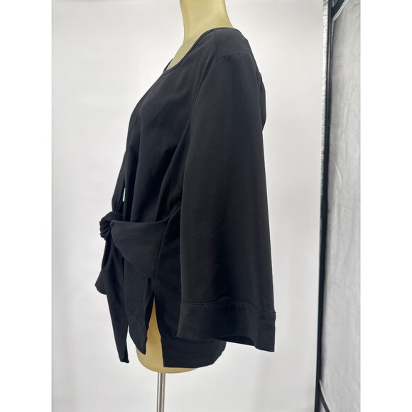 Melissa McCarthy Seven7 Black 3/4 Sleeve Womens Top Waist Tie Belt size 1X plus - Picture 2 of 6